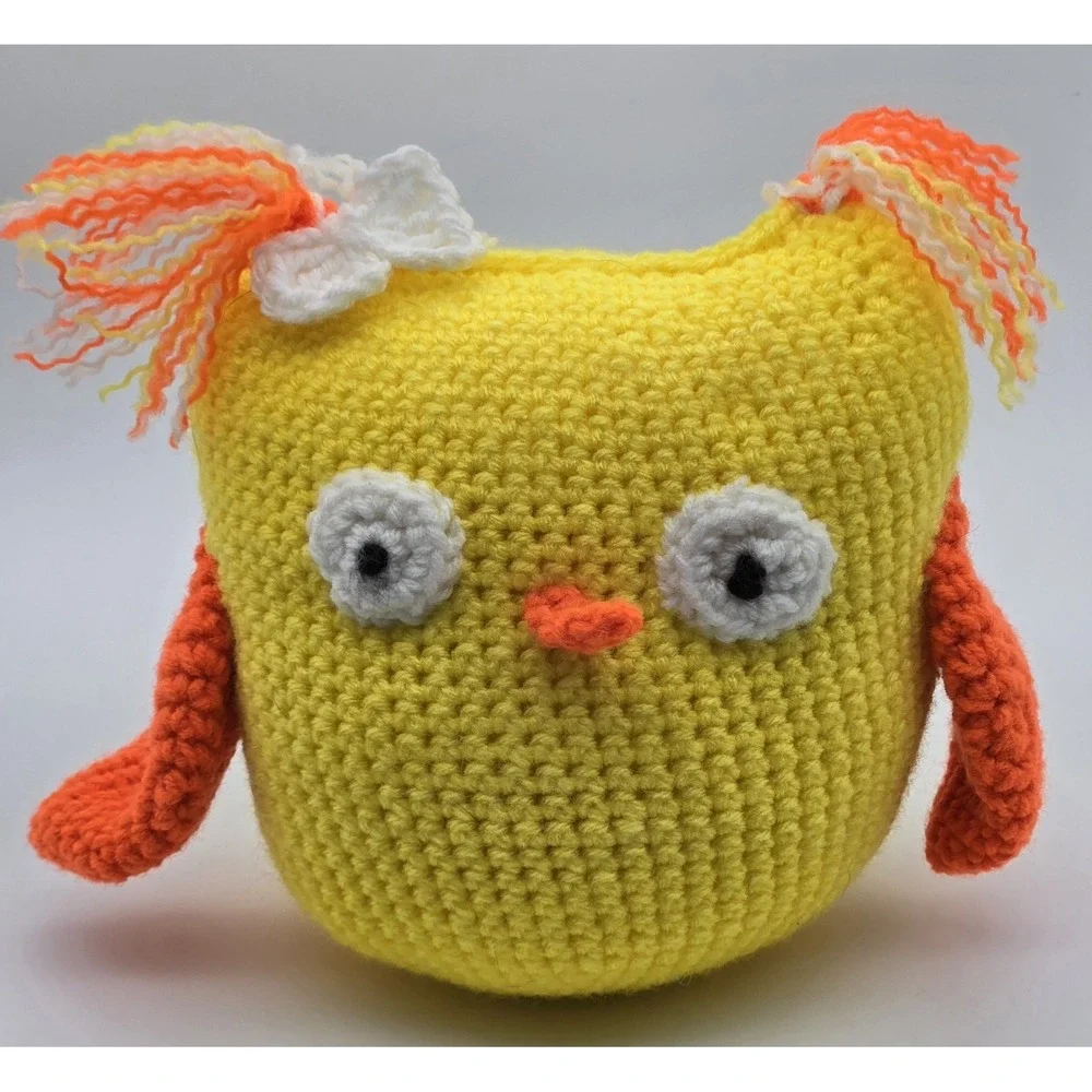 Crochet Handmade Owl Toy Yellow Orange Amigurumi Soft Yarn Decor Plush‎ 9